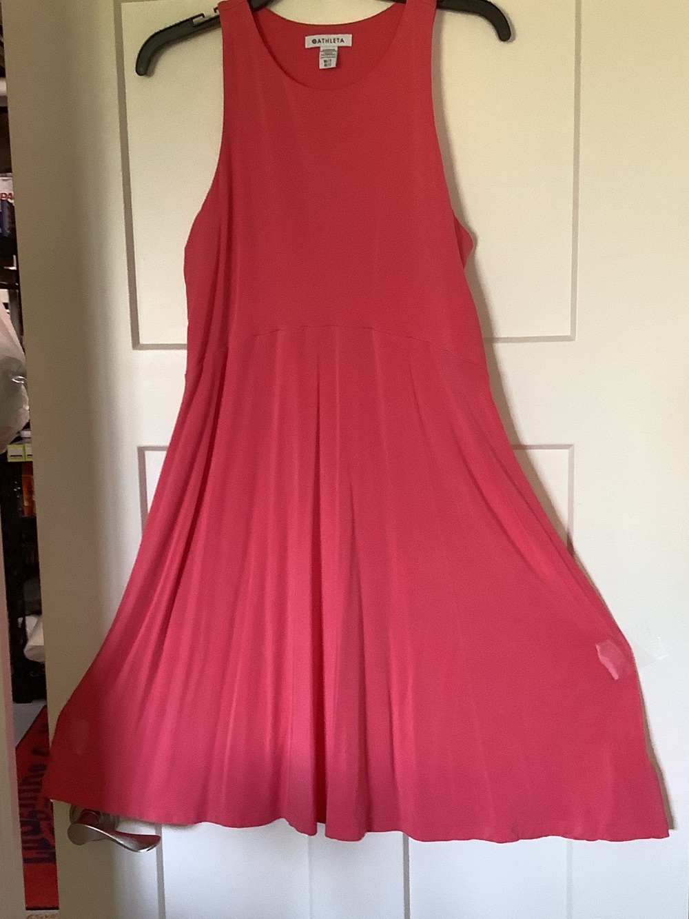 Athleta Coral Pink Sleeveless Midi Swing Dress